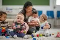 Children being cared for at a day nursery
