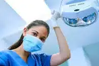 Having a dental check up.