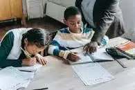 Children having home tutoring.