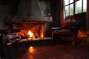 Nice Glowing fire in a beautifiul fireplace