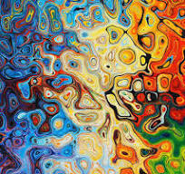 A wonderfully strange piecce of art hanging on a wall in an art gallery.