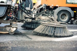 Close-up of a street cleaning truck